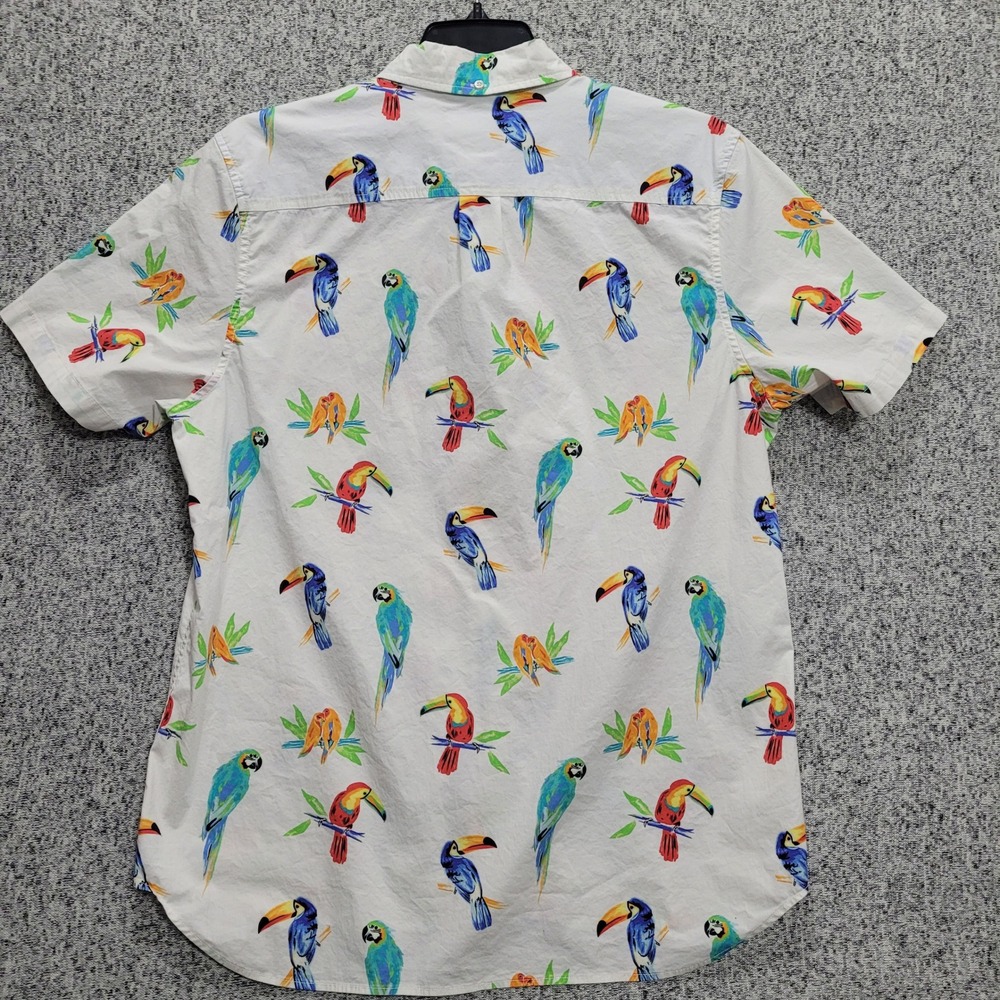 Chubbies Mens XL Friday Shirt Short Sleeve Button Tropical Bird Toucan White - Picture 8 of 10